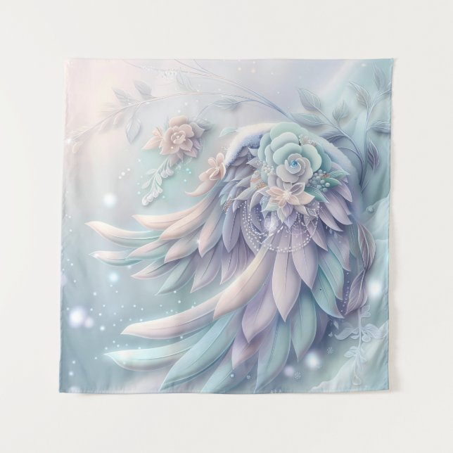 Dreamy Christmas Angel Wings Tapestry (Front)