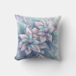 Dreamy Christmas Floral Throw Pillow