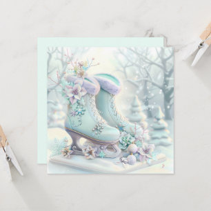 Dreamy Christmas Ice Skates Greeting Card