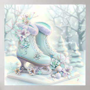 Dreamy Christmas Ice Skates Poster