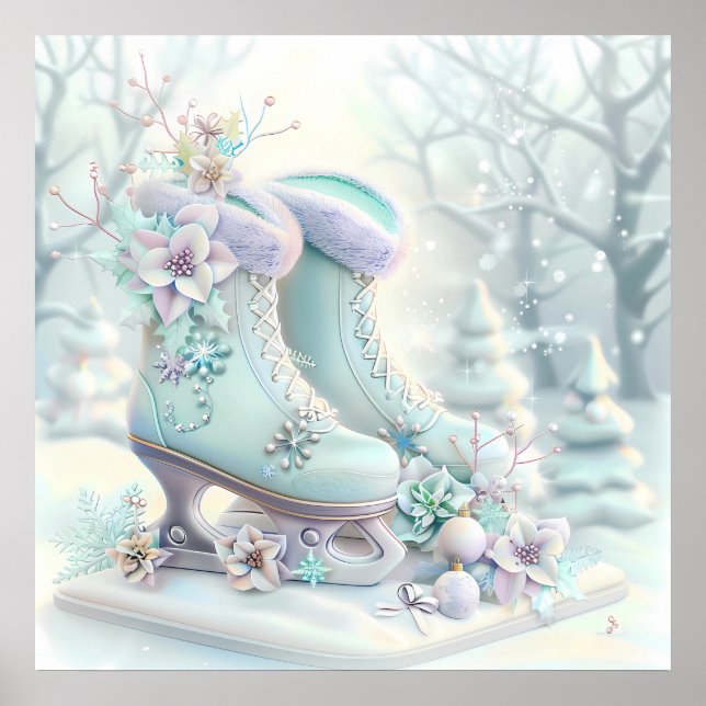 Dreamy Christmas Ice Skates Poster (Front)