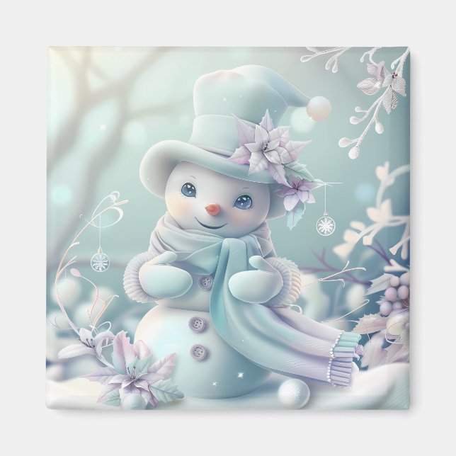 Dreamy Christmas Snowman Magnet (Front)