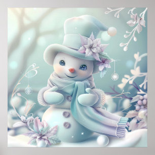 Dreamy Christmas Snowman Poster