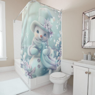 Dreamy Christmas Snowman Shower Curtain