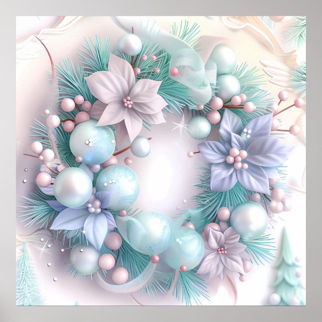 Dreamy Christmas Wreath Poster (Front)