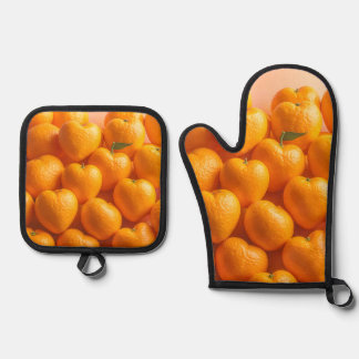 Dreamy Citrus Heart Oven Mitt & Pot Holder Set
