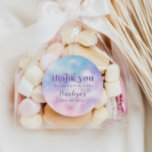 Dreamy Cloud Birthday Party Favour Classic Round Sticker<br><div class="desc">Dreamy birthday party favour sticker featuring watercolor illustration of pink,  purple,  and blue sky with clouds and stars.</div>