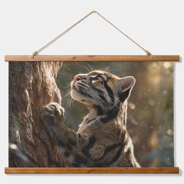 Dreamy Clouded Leopard Cub Forest Wall Art (Front)