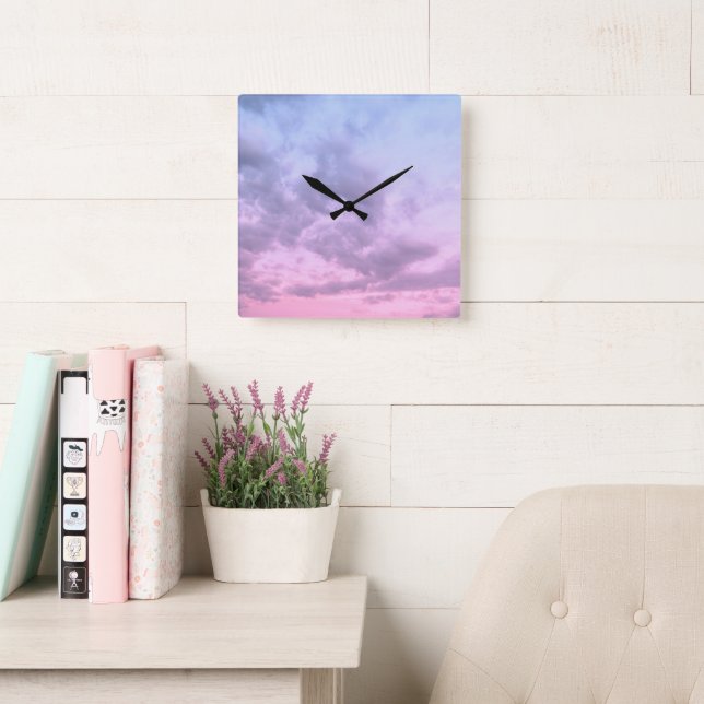 Dreamy Clouds 16 - Caribbean Sunset Square Wall Clock (Reading Room)