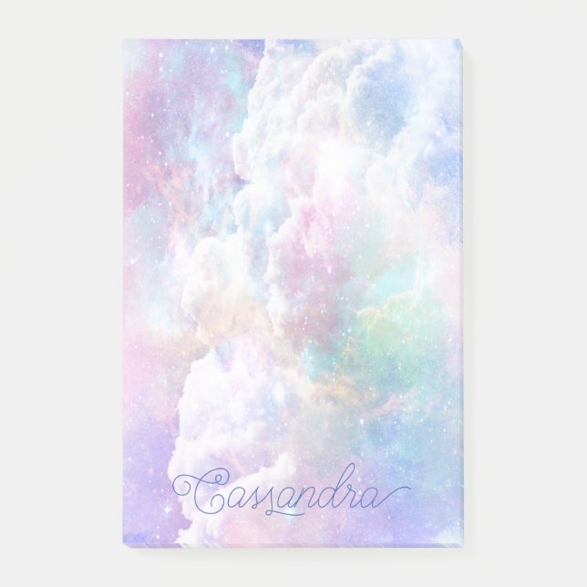 Dreamy Clouds and Stars Personalised Post-it Notes (Front)