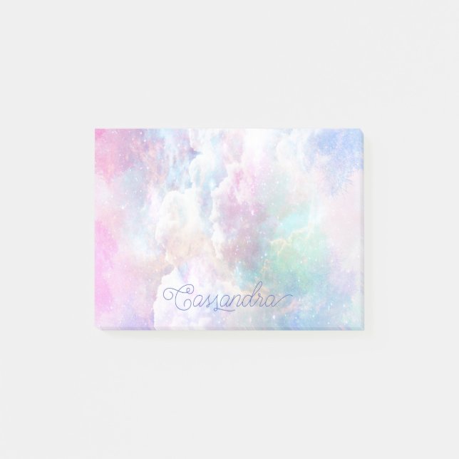 Dreamy Clouds and Stars Personalised Post-it Notes (Front)