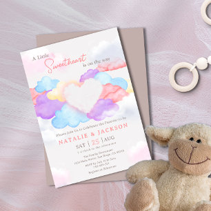 Dreamy Clouds Little Sweetheart Coed Baby Shower Invitation