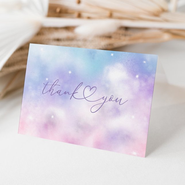Dreamy Clouds Stars Bridal Shower Thank You Card (Creator Uploaded)
