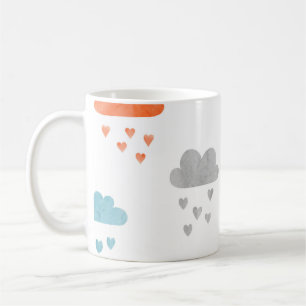 Dreamy Clouds: Watercolor Heart Rain Coffee Mug