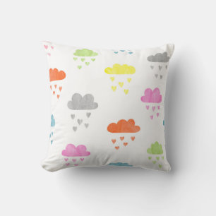 Dreamy Clouds: Watercolor Heart Rain Cushion