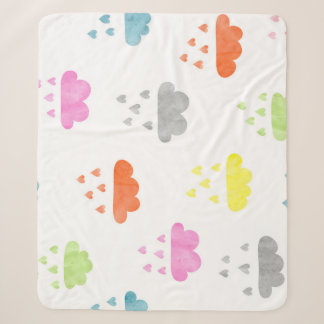 Dreamy Clouds: Watercolor Heart Rain Sherpa Blanket