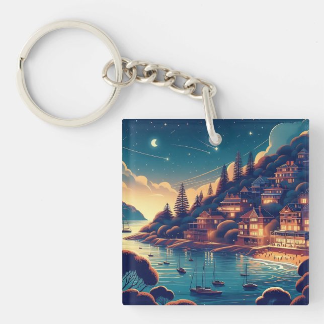 Dreamy Coastal Night Key Ring (Front)