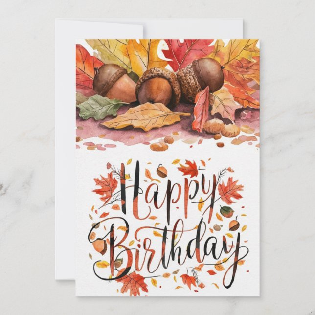 Dreamy Colourful Woods Autumn Fall Happy Birthday Card (Front)