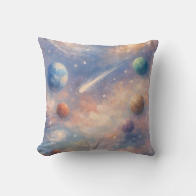 Dreamy Cosmic Pillow – Planets & Galaxies (Front)