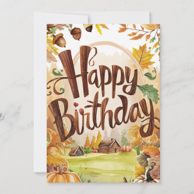 Dreamy Cosy Wish Autumn Fall Happy Birthday Card (Front)