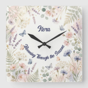 Dreamy Cottagecore Wildflower Personalised Wall Square Wall Clock