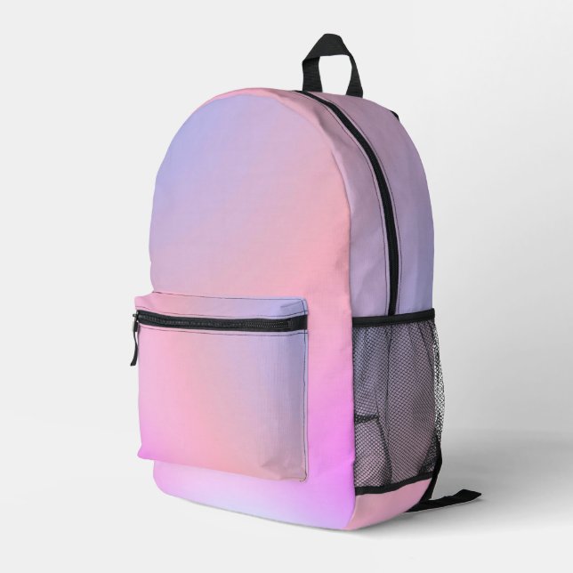 Dreamy Cotton Candy Pastel Gradient Printed Backpack (Back Corner Right)