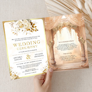 Dreamy Cream Floral Indian Mandap Hindu Wedding Invitation