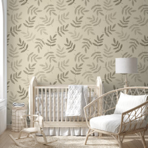 Dreamy Creamy Botanical Leaf Pattern Wallpaper