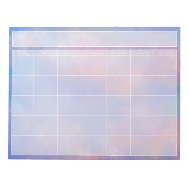Dreamy Customisable Calendar Notepad (Front)