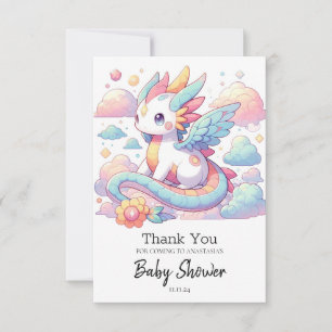 Dreamy Cute Dragon Baby Shower Thank You Card