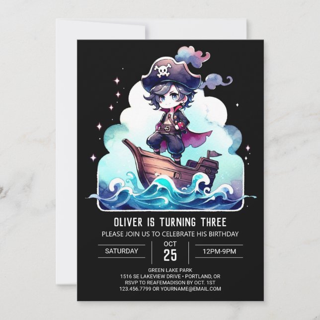 Dreamy Cute Pirate Birthday Invitation (Front)