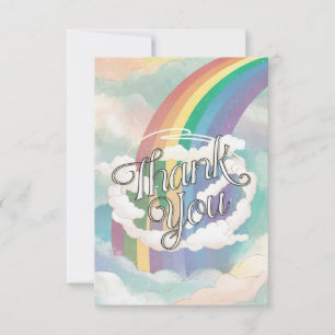 Dreamy Cute Rainbow and Clouds Thank You Card