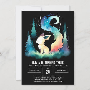 Dreamy Cute Wolf Birthday Invitation