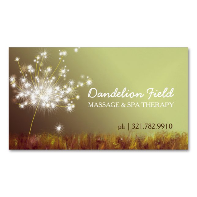 Dreamy Dandelion Magnetic Business Cards (Front)