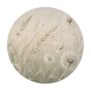 Dreamy Dandelion Seeds Blowing Wind Soft Neutral Cutting Board