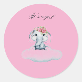 Dreamy Days with Rosie the Elephant. Classic Round Sticker