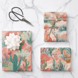 Dreamy Desert Bloom Abstract Collage Wrapping Paper Sheet