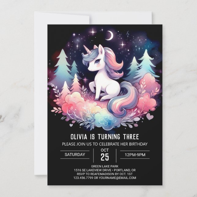 Dreamy Digital Horse Birthday Invitation (Front)