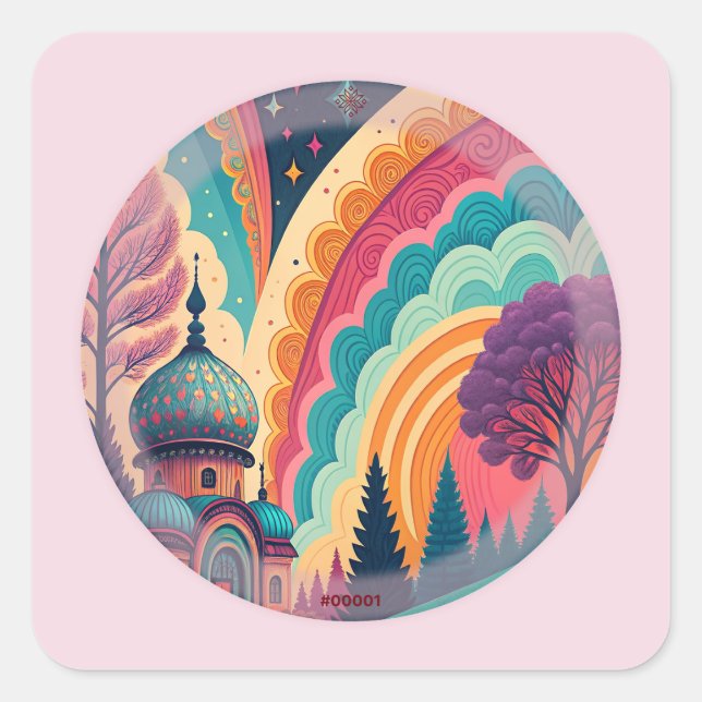 Dreamy Dome Rainbow Sticker – Customisable (Front)