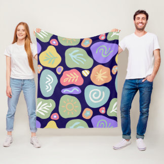 Dreamy Doodles – Vibrant Boho Nature Motif Design Fleece Blanket