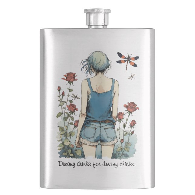 Dreamy Drinks For Dreamy Chicks Hip Flask (Front)