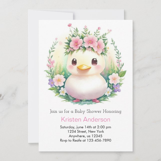 Dreamy Duckling Adventure Girl Baby Shower Invitation (Front)