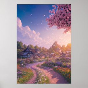 Dreamy Dusk: A Serene Countryside Scene Poster