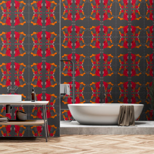 Dreamy Egyptian Collage - Red Orange Grey Wallpaper