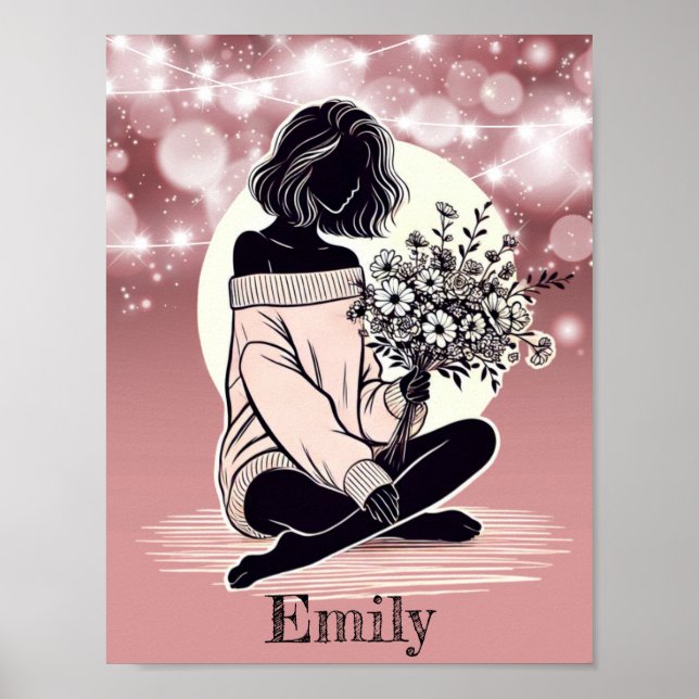 Dreamy Elegance: A Woman's Quiet Reflection Poster (Front)