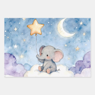 Dreamy elephant and stars luxury wrapping paper