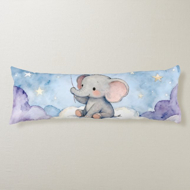 Dreamy elephant watercolour body cushion (Front)