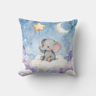 Dreamy elephant watercolour throw cushion