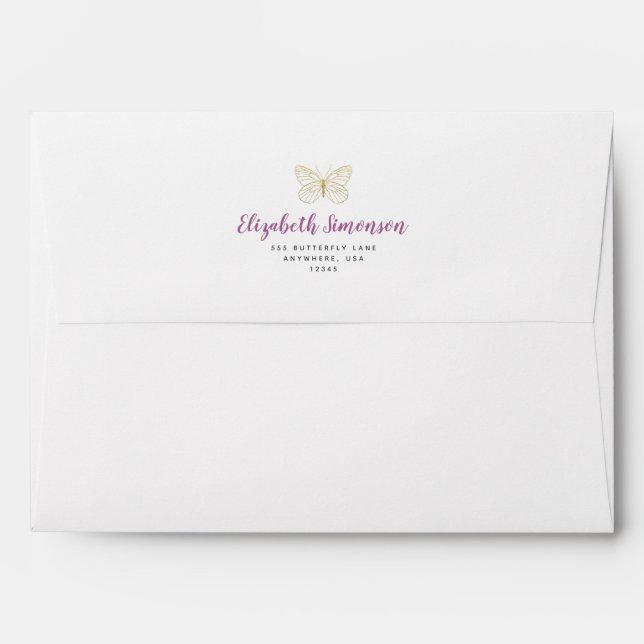 Dreamy Enchanted to Meet You Butterfly Baby Shower Envelope (Back (Top Flap))