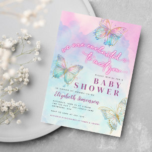 Dreamy Enchanted to Meet You Butterfly Baby Shower Invitation